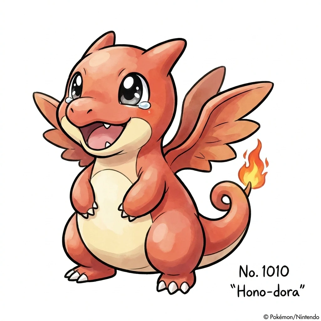 AI generated fire type dragon creature